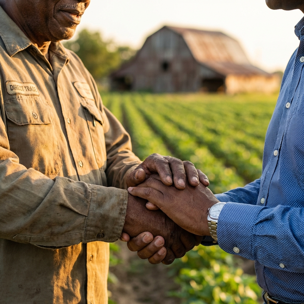Farmer and buyer shaking hands